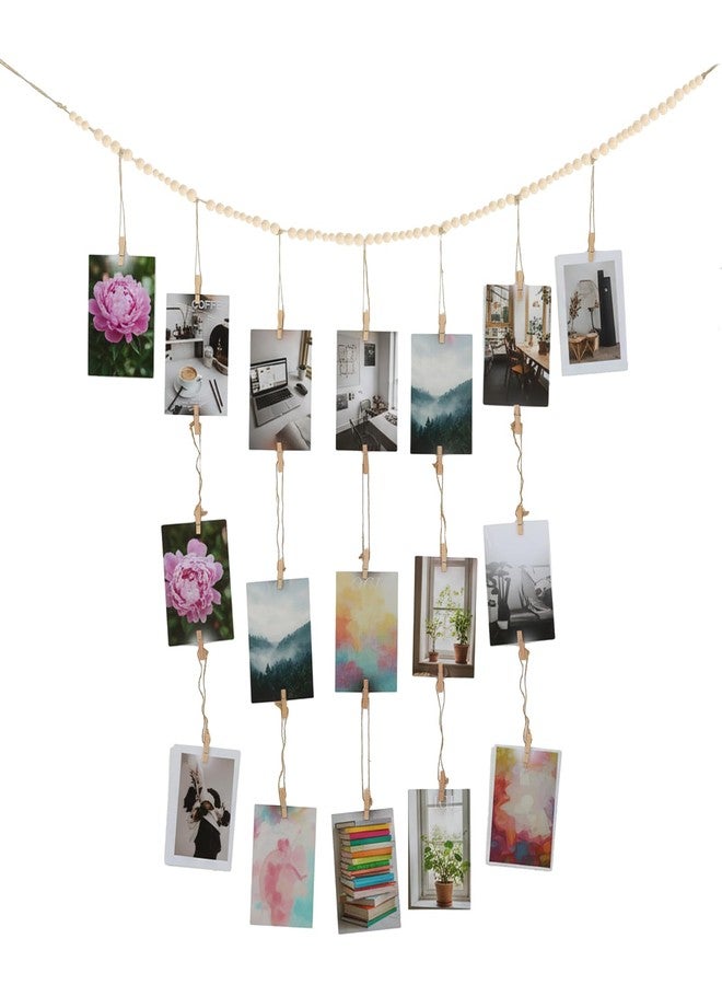 Thrymme Cubicle Wall Decor, 49 Inch Hanging Photo Display with Clips Including 20 Double Head Clips and 8 Single Clips, Suitable for Wall for Room Dorm Bedroom Nursery - Image 1